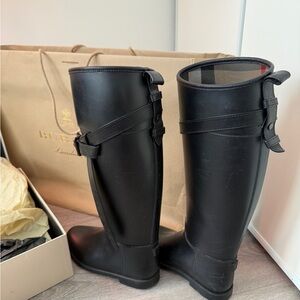 Burberry Black Rubber Riding Boots